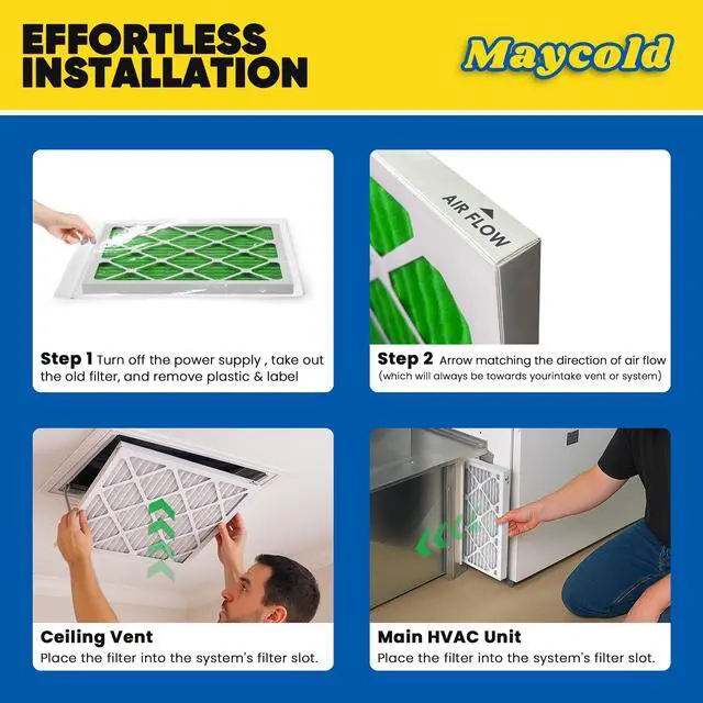 Alt view image 7 of 7 - MERV 13 10x20x1 Air Filter (6-Pack), High-Efficiency Pleated AC & Furnace Filters, Actual Size: 9.70 x 19.70 x 0.75, Individually Wrapped in Plastic