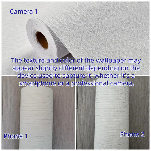 Alt view image 5 of 7 - Grasscloth Textured Wallpaper 24in X 393in Fabric Contact Paper White Wall Paper Linen Peel and Stick Self-Adhesive Thick Vinyl Embossed Film Wallpaper (White)