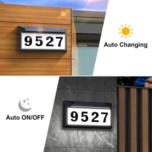 Alt view image 3 of 7 - Solar Address Sign, Lighted Address Plaque Outdoor Waterproof, Illuminated Address Numbers, House Numbers for Outside | Illuminated Address Numbers Plaque, House Numbers for Outside