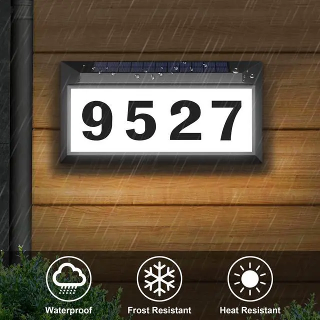Alt view image 4 of 7 - Solar Address Sign, Lighted Address Plaque Outdoor Waterproof, Illuminated Address Numbers, House Numbers for Outside | Illuminated Address Numbers Plaque, House Numbers for Outside