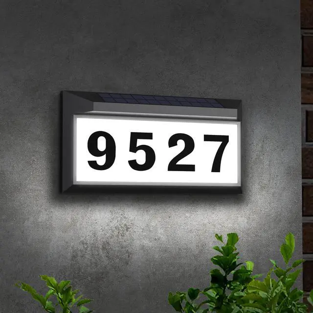 Alt view image 2 of 7 - Solar Address Sign, Lighted Address Plaque Outdoor Waterproof, Illuminated Address Numbers, House Numbers for Outside | Illuminated Address Numbers Plaque, House Numbers for Outside