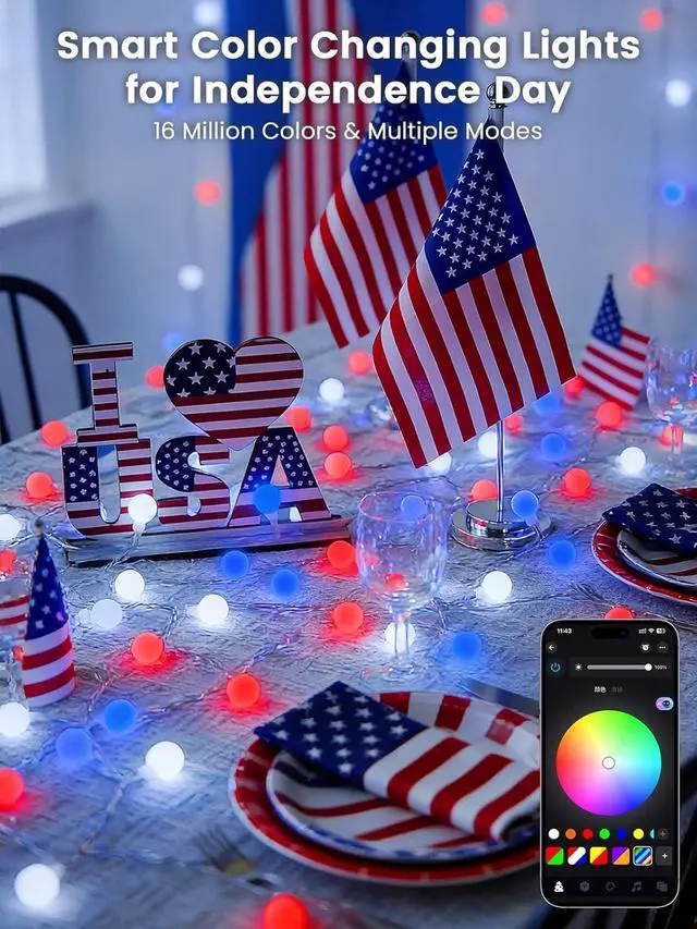Alt view image 2 of 6 - 78ft 200LED Smart Color Changing Globe String Lights Indoor APP Control | Fairy Lights Plug in with Remote, Music Syn, Clear Wire Twinkle Light for Bedroom, Multicolor & Modes, Waterproof, Room Decor