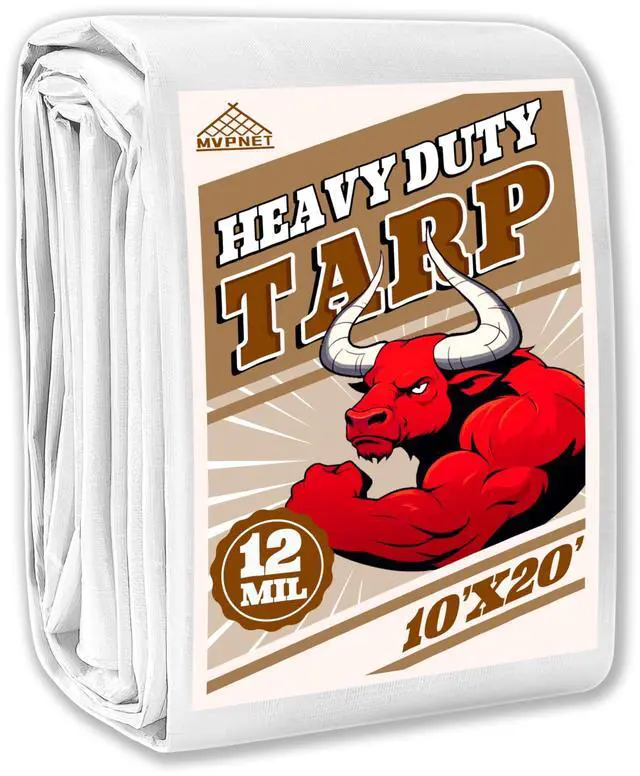 Main image of 10x20 Feet 12mil Waterproof Tarp Heavy Duty UV Resistant White