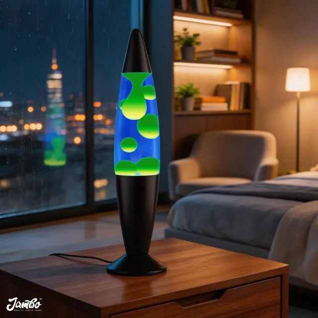 Alt view image 4 of 7 - 16" Beautiful Lamp- Blue with Yellow/Green Wax, Relaxing Liquid Lamp for Living Room Office Bedroom Adults Teens Kids, Magma Light, Night Light Nightlight, Home Decor