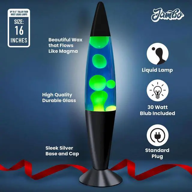 Alt view image 5 of 7 - 16" Beautiful Lamp- Blue with Yellow/Green Wax, Relaxing Liquid Lamp for Living Room Office Bedroom Adults Teens Kids, Magma Light, Night Light Nightlight, Home Decor