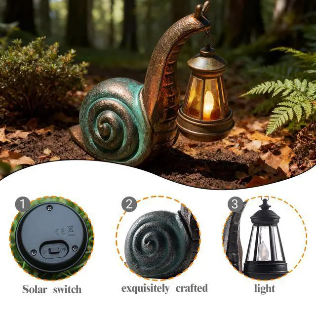 Alt view image 3 of 7 - Solar Garden Snail Statue,Lawn Decor Statue for Patio, Balcony, Yard Ornament - Mothers Day Gifts for Mom Grandma Women
