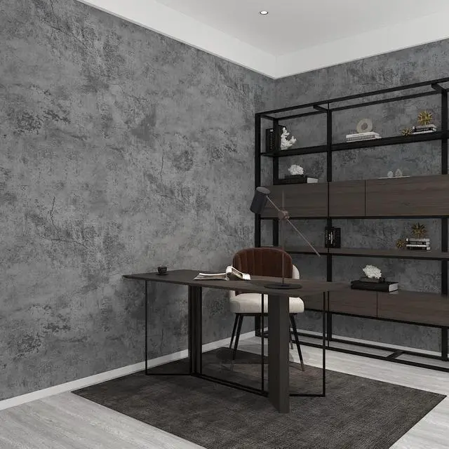 Alt view image 5 of 7 - 16"×354" Grey Blue Concrete Contact Paper 3D Extra Thick Faux Cement Concrete Wallpaper Peel and Stick Vinyl Textured Removable Adhesive Sticky Wall Tile Sticker for Kitchen Countertop Gym Bathroom