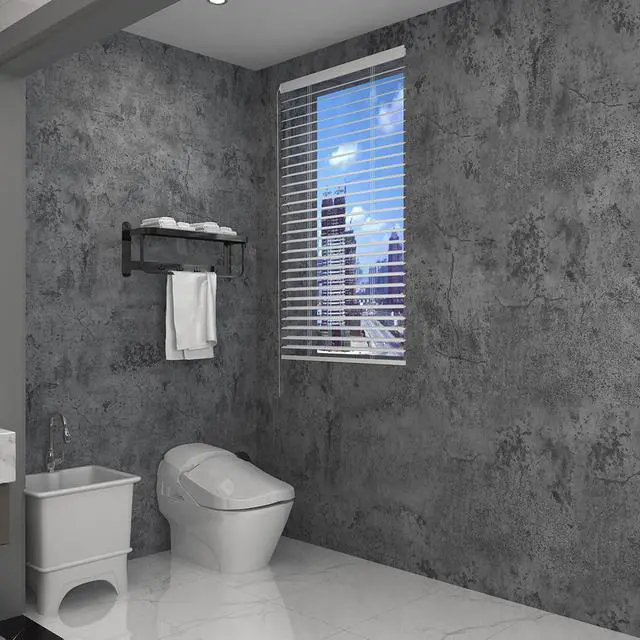 Alt view image 6 of 7 - 16"×354" Grey Blue Concrete Contact Paper 3D Extra Thick Faux Cement Concrete Wallpaper Peel and Stick Vinyl Textured Removable Adhesive Sticky Wall Tile Sticker for Kitchen Countertop Gym Bathroom