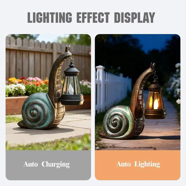 Alt view image 4 of 7 - Solar Garden Snail Statue,Lawn Decor Statue for Patio, Balcony, Yard Ornament - Mothers Day Gifts for Mom Grandma Women