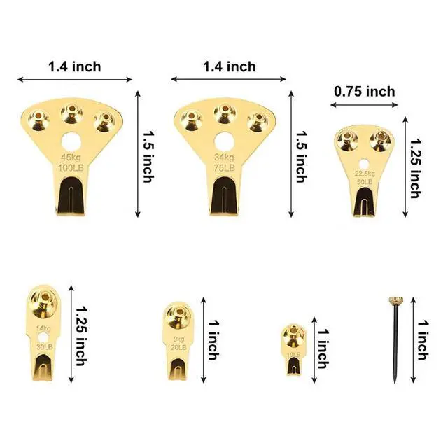 Alt view image 3 of 7 - 125 Pcs Heavy Duty Picture Hanging Kit With Nails for Wooden/Drywall - Professional Hangers for Canvas, Office Pictures, Clock, House Decoration - Holds 10-100 lbs
