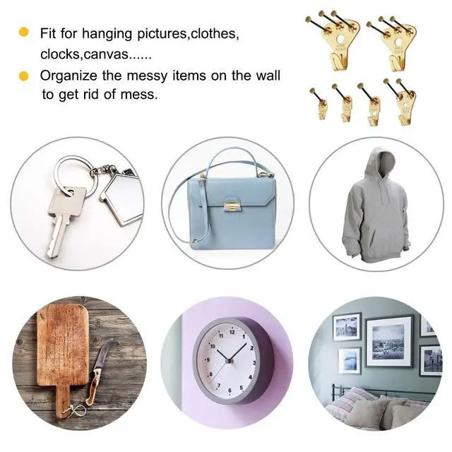 Alt view image 5 of 7 - 125 Pcs Heavy Duty Picture Hanging Kit With Nails for Wooden/Drywall - Professional Hangers for Canvas, Office Pictures, Clock, House Decoration - Holds 10-100 lbs
