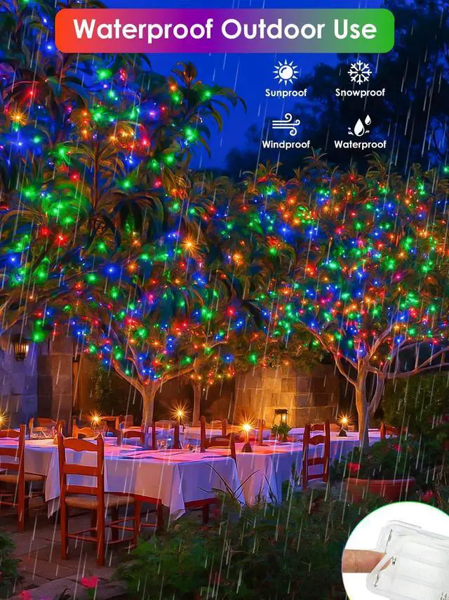 Alt view image 6 of 7 - RGB Color Changing 33Ft 100LED 4th of July Fairy Lights Battery Operated, Waterproof String Lights USB Powered with Timer for Indoor & Outdoor, 18 Colors & Multicolor for Independence Day Memorial Day