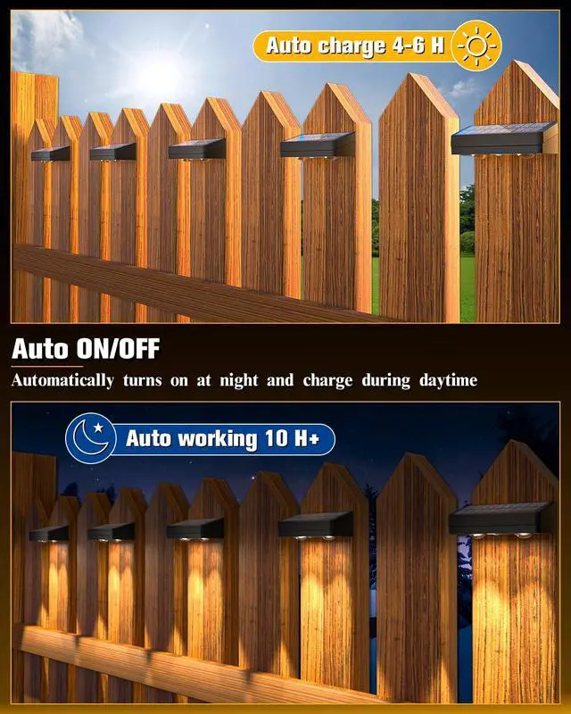 Alt view image 5 of 6 - Solar Fence Lights 12 Pack, 50 Lumens Outdoor Fence Solar Lights with 12 Modes RGB Color Glow LED Solar Lights Outdoor Waterproof, Solar Lights for Patio, Backyard, Deck, Fence, Railing