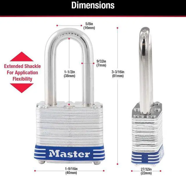 Alt view image 5 of 7 - Outdoor Padlocks, Lock Set with Keys, Keyed Alike Padlocks with Long Hardened Shackles that Resist Cutting for Gates, Sheds, Fences, 3 Pack, 3TRILF
