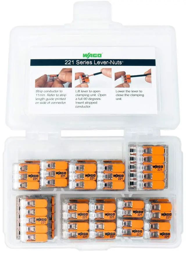 Alt view image 5 of 6 - WAGO 221 Lever-Nuts 36pc Compact Splicing Wire Connector Assortment. Includes 221-412, 221-413, 221-415