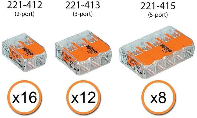 Alt view image 3 of 6 - WAGO 221 Lever-Nuts 36pc Compact Splicing Wire Connector Assortment. Includes 221-412, 221-413, 221-415