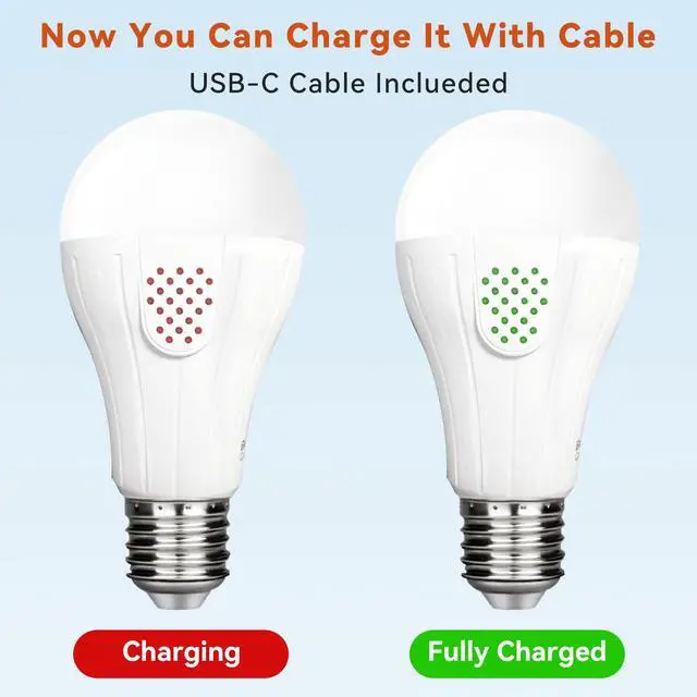 Alt view image 4 of 7 - MagicGlow Rechargeable Light Bulbs with Remote, 3 Colors Shift + Dimmable Battery Powered Light Bulbs, USB Rechargeable, A19 Standard Emergency LED Light Bulbs, 15W, Up to 24 Hours, 2 Pack