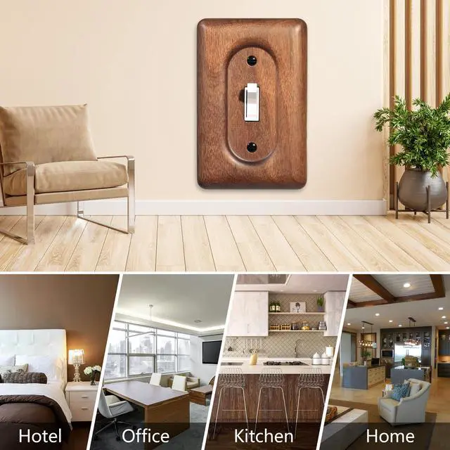 Alt view image 6 of 6 - Solid Walnut Light Switch Cover Decorative Single Toggle Wall Plate for Rustic Contemporary Interiors