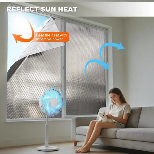 Alt view image 5 of 7 - Reflective Insulation Foam,48" x 10 Ft Window Insulation for Summer Heat,Aluminum Foil Bubble Insulation Roll for Keep Heat,Window Insulation Kit for RV, Thermal Insulation Cover for Window