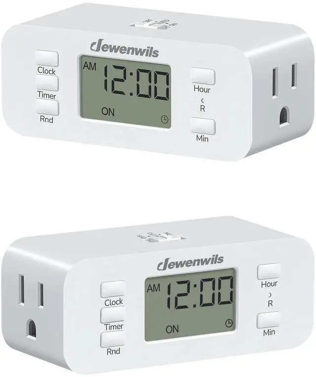 Main image of 2Pack 24 Hour Programmable Digital Timer Outlet with 2 Outlets | 3 ON/Off Settings, 125V/15A Resistive/1000W Tungsten, 3 Prong Light Timer for Lamp, Fan, Aquarium, ecorations, Reptile Tanks