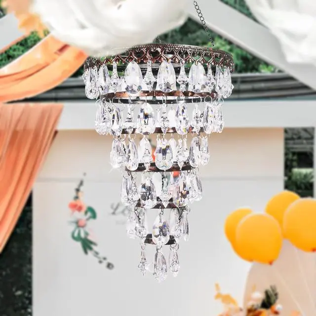 Alt view image 4 of 7 - Solar Hanging Crystal Chandelier Outdoor Waterproof Garden Light | Acrylic Beads Bright Warm LED Tree Hanging Lantern for Mom's Gifts Garden Gazebo, Party, Wedding Garden Decor