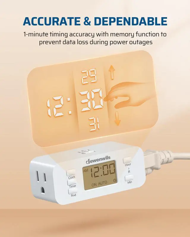 Alt view image 5 of 7 - 2Pack 24 Hour Programmable Digital Timer Outlet with 2 Outlets | 3 ON/Off Settings, 125V/15A Resistive/1000W Tungsten, 3 Prong Light Timer for Lamp, Fan, Aquarium, ecorations, Reptile Tanks
