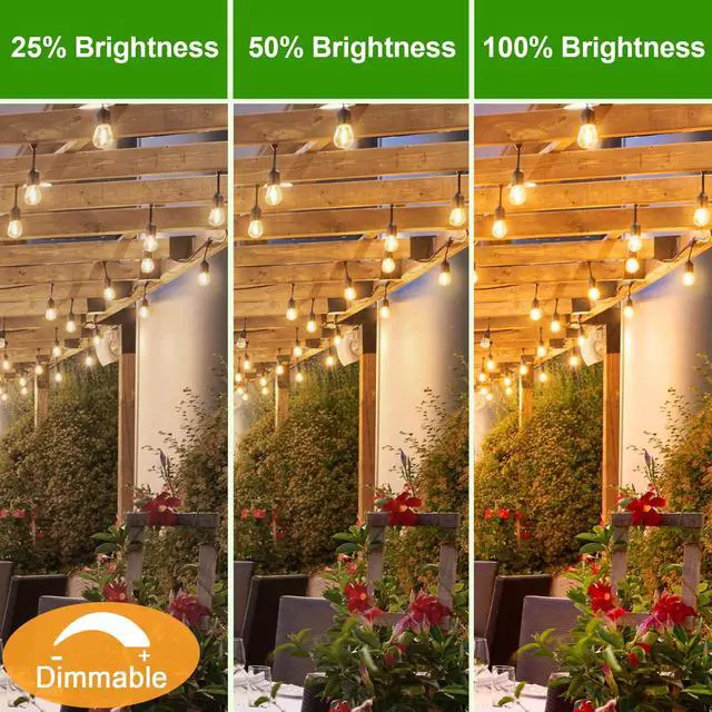 Alt view image 3 of 7 - LED S14 Replacement Light Bulbs for Outdoor String Lights, 1W Shatterproof Edison Light Bulbs for Outside Patio Garden, E26 Standard Base, Dimmable, 2200K Warm White, 15 Pack