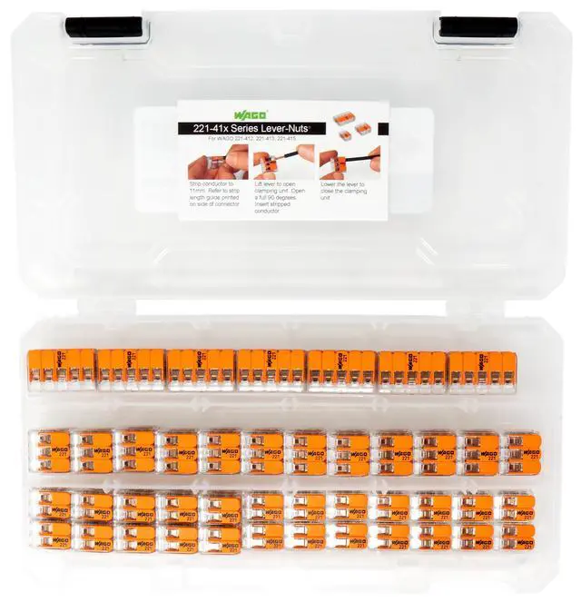 Alt view image 4 of 6 - WAGO 221 Lever Nuts 78pc Compact Splicing Wire Connector Assortment with Case. Includes 221-412, 221-413, 221-415