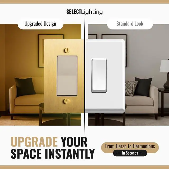 Alt view image 4 of 7 - SELECT 2-Gang Solid Brass Wall Plate Cover, Satin Brass Finish | Electrical Receptacle Outlet Faceplate, GFI/Rocker Decorator Light Switch Cover