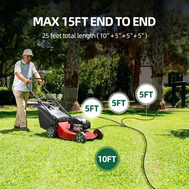 Alt view image 2 of 7 - Outdoor Extension Cord with 1 to 3 Splitter Outlets, 25FT Waterproof Cord with Safety Cover, 3 Electrical Outlets for Christmas Decorations, 16 AWG, ETL Listed