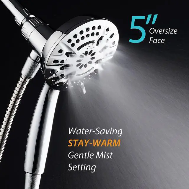 Alt view image 7 of 7 - New Magnetic Docking 8-setting High Pressure Handheld Shower Head | Space-age Magnetic Guidance Bracket System, Giant 5-inch Face, Extra-long 72-inch Stainless Steel Hose - All Chrome Finish