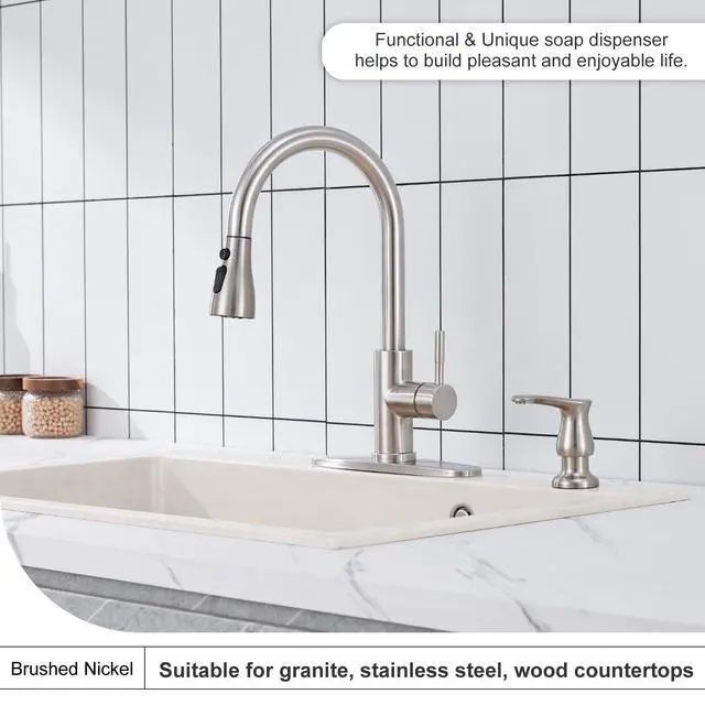 Alt view image 3 of 7 - Kitchen Sink Soap Dispenser Brushed Nickel, G0086BN-G | Under Sink Soap Dispenser with 40" Silicone Extension Tube, Say Goodbye to Frequent Refills