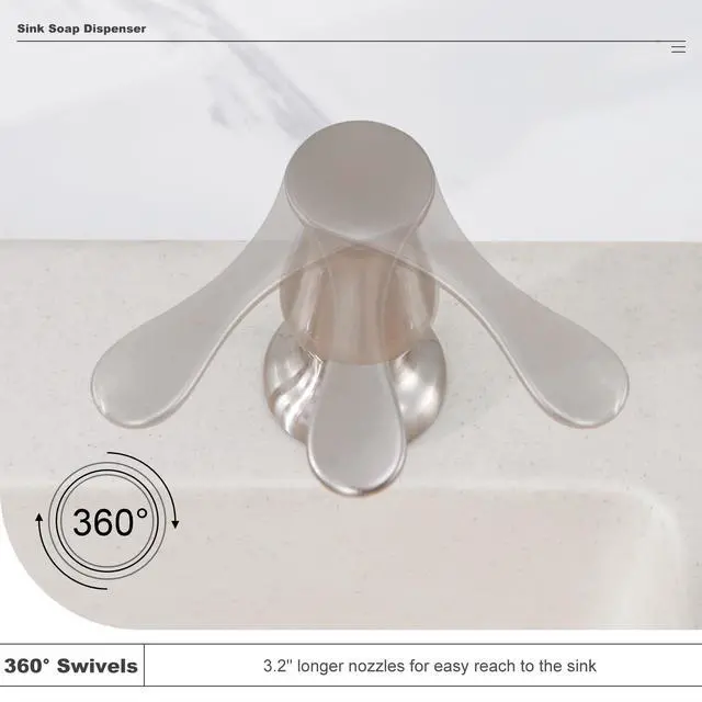 Alt view image 4 of 7 - Kitchen Sink Soap Dispenser Brushed Nickel, G0086BN-G | Under Sink Soap Dispenser with 40" Silicone Extension Tube, Say Goodbye to Frequent Refills