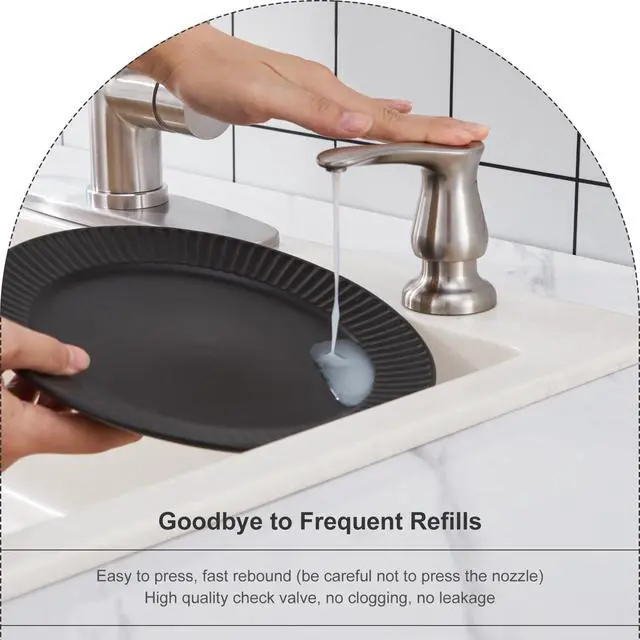 Alt view image 5 of 7 - Kitchen Sink Soap Dispenser Brushed Nickel, G0086BN-G | Under Sink Soap Dispenser with 40" Silicone Extension Tube, Say Goodbye to Frequent Refills