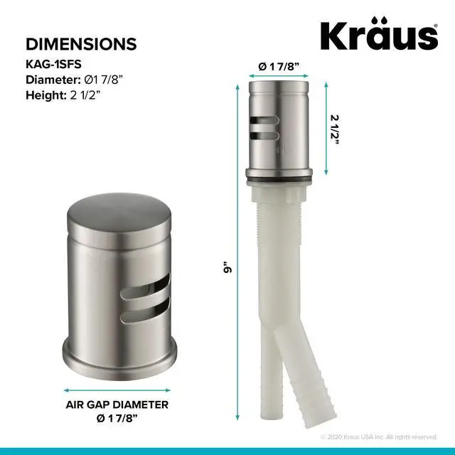 Alt view image 4 of 7 - Dishwasher Air Gap in Spot Free All-Brite Stainless Steel, KAG-1SFS