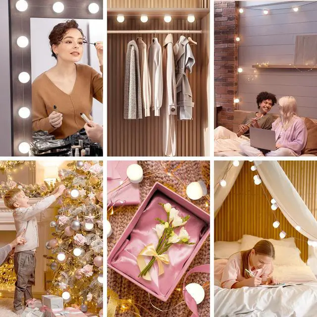 Alt view image 7 of 7 - LED Vanity Lights for Mirror, Hollywood Style 10 Dimmable Bulbs | Adjustable Color & Brightness, USB Cable, Mirror Lights Stick on for Makeup Table Dressing Room Mirror