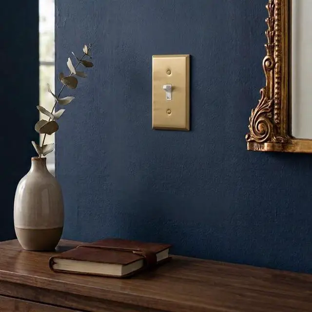 Alt view image 2 of 7 - Brass Deco Collection Gold 1-Gang Toggle Light Switch Plate Standard Size 4.5" x 2.75" Flip Switch, Heavy-Gauge Decorative Wall Plate Covers, Modern Luxury Premium Metal Cover