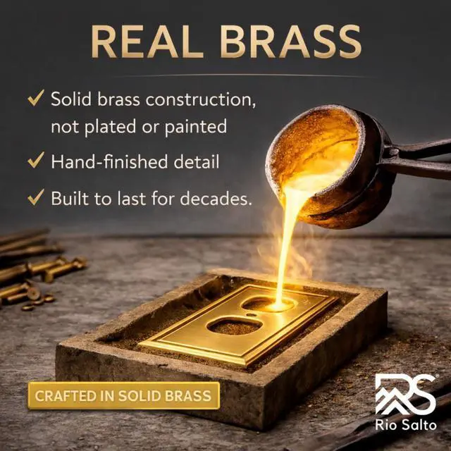 Alt view image 4 of 7 - Brass Deco Collection Gold 1-Gang Toggle Light Switch Plate Standard Size 4.5" x 2.75" Flip Switch, Heavy-Gauge Decorative Wall Plate Covers, Modern Luxury Premium Metal Cover