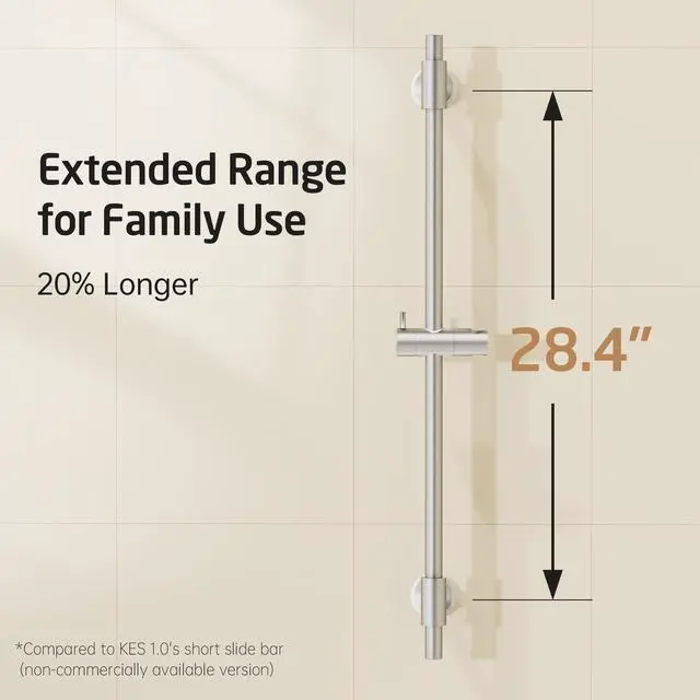 Alt view image 5 of 7 - No Drill 30-Inch Shower Slide Bar with Adjustable Handheld Shower Head Holder, Self Adhesive, Universal Fit, SUS304 Brushed Stainless Steel Drill-Free for Bathroom, F209S78DF-BS