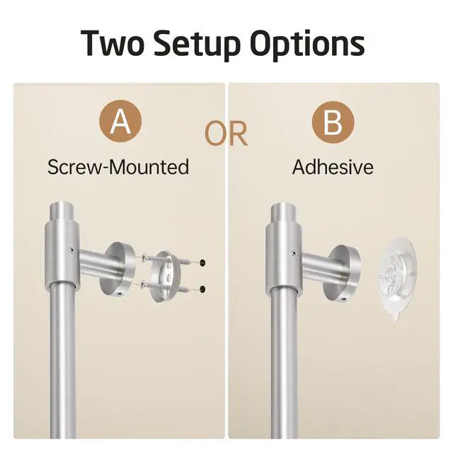 Alt view image 7 of 7 - No Drill 30-Inch Shower Slide Bar with Adjustable Handheld Shower Head Holder, Self Adhesive, Universal Fit, SUS304 Brushed Stainless Steel Drill-Free for Bathroom, F209S78DF-BS