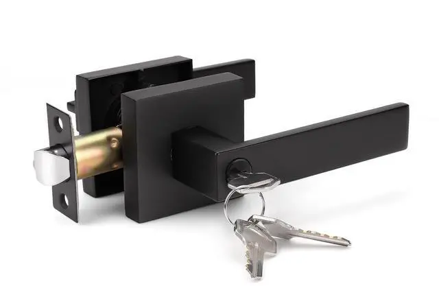 Main image of Exterior Door Handle Heavy Duty Keyed Entry Door Lever Set(Not Keyed Alike) Entrance Handleset, Matte Black Finish, Left or Right Handing Door Handle 2.13 lb One Lever
