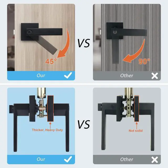 Alt view image 3 of 6 - Exterior Door Handle Heavy Duty Keyed Entry Door Lever Set(Not Keyed Alike) Entrance Handleset, Matte Black Finish, Left or Right Handing Door Handle 2.13 lb One Lever
