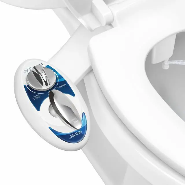 Main image of NEO 180 - Non-Electric Bidet Attachment for Toilet Seat, Blue | Dual Nozzle, Self-Cleaning, Adjustable Water Pressure, Rear & Feminine Wash, with Lever Control