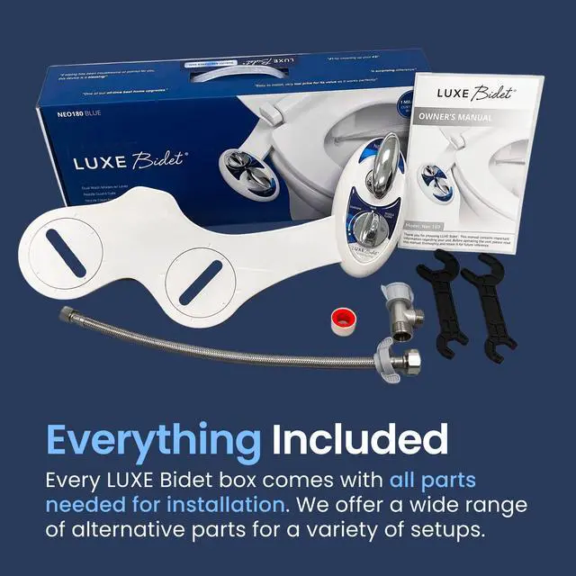 Alt view image 2 of 7 - NEO 180 - Non-Electric Bidet Attachment for Toilet Seat, Blue | Dual Nozzle, Self-Cleaning, Adjustable Water Pressure, Rear & Feminine Wash, with Lever Control