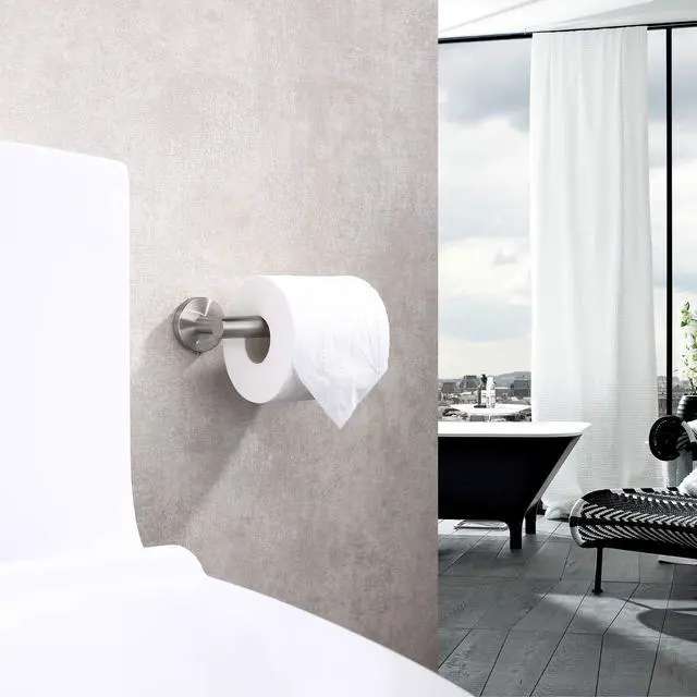 Alt view image 3 of 5 - Toilet Paper Holder SUS304 Stainless Steel Round Size Brushed Nickel 2 Pack
