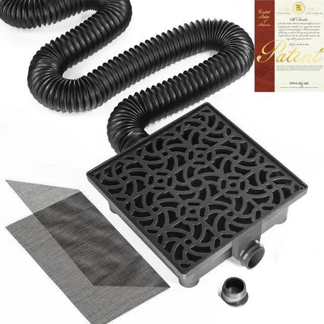 Main image of Gutter Downspout Extensions, 12 x 12in Catch Basin | Upgraded Low Profile Downspout Extender, No Deep Dig French Drain, Flexible Pipe Extension to 8.2ft, Protect House Foundation