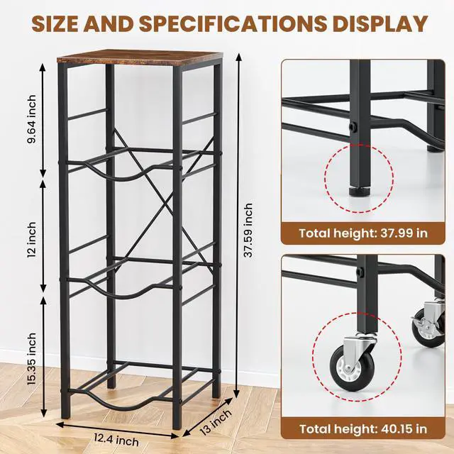 Alt view image 2 of 7 - 5 Gallon Water Jug Holder -5 Gallon Water Jug Stand with Storage Shelves for Kitchen, Living Room, Office (3 Tier)