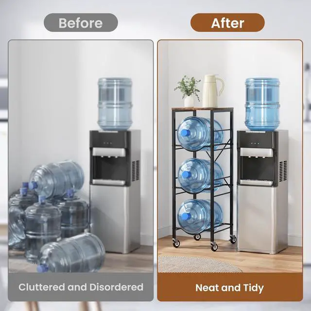 Alt view image 4 of 7 - 5 Gallon Water Jug Holder -5 Gallon Water Jug Stand with Storage Shelves for Kitchen, Living Room, Office (3 Tier)