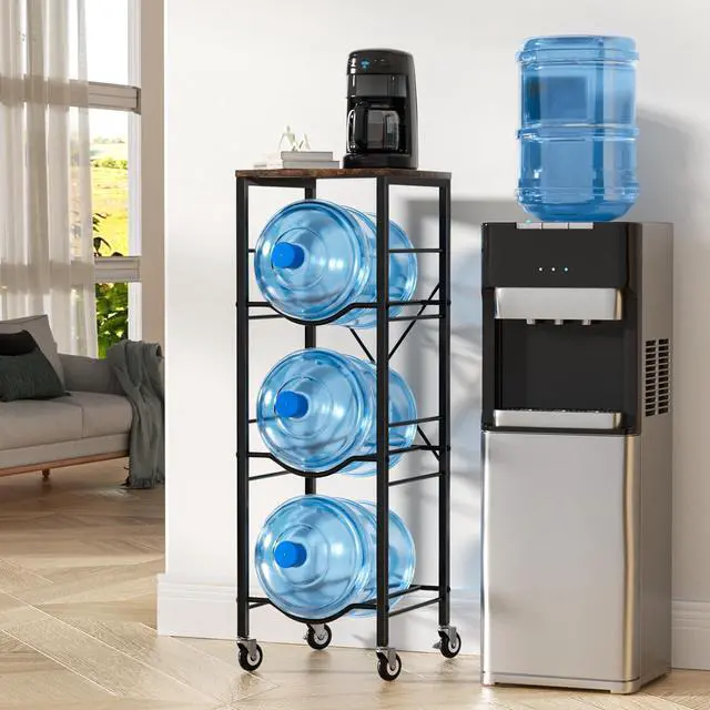 Alt view image 7 of 7 - 5 Gallon Water Jug Holder -5 Gallon Water Jug Stand with Storage Shelves for Kitchen, Living Room, Office (3 Tier)
