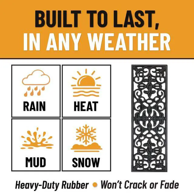 Alt view image 3 of 7 - Outdoor Rubber Stair Treads Scroll Classic Heavy-Duty Non-Slip Stair Mats Best Grip on Concrete, Brick & Textured Step Fastening Recommended for Wooden & RV Steps, Pack of 5